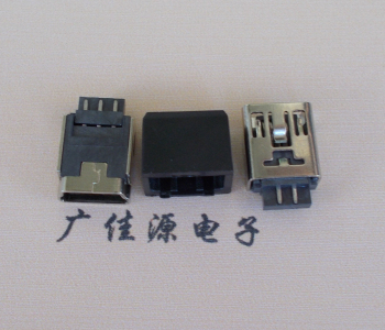 株洲MINI USB 5Pin接口 带护套焊线母座 B型180度铜壳