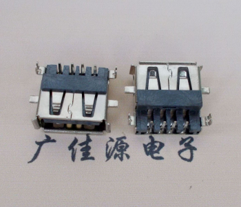 株洲AF USB母座90度 DIP沉板3.9/4.9 耐高温有卷边