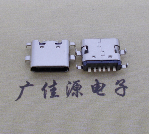 株洲简易充电type c6P母座沉板1.6mm接口