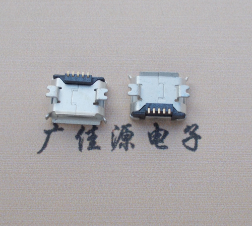 株洲Micro USB 5PIN接口,B型垫高0.9mm鱼叉脚贴片雾锡卷边