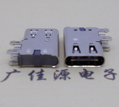 株洲侧插USB3.1接头座子.90度type-c母座.6p侧插连接器
