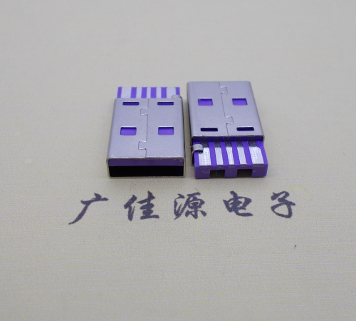 株洲短路usbA公5p焊线式大电流 紫色胶芯快充插头