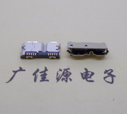 株洲micro usb 3.0母座双接口10pin卷边两个固定脚 