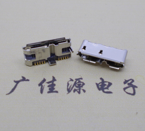 株洲 双接口micro usb3.0母座有卷边10pin三个固定脚插板