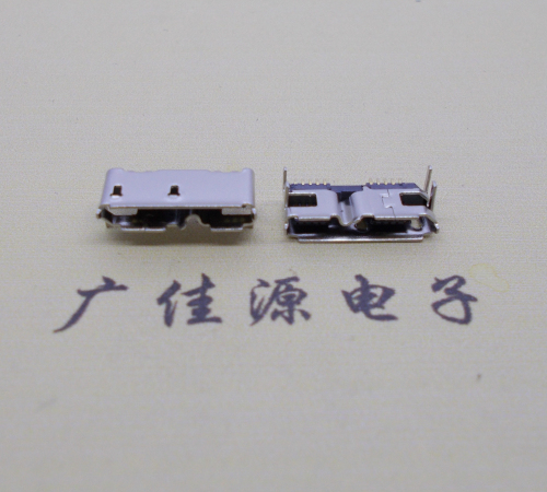 株洲micro usb 3.0 10pin母座双接口带卷边四脚插板